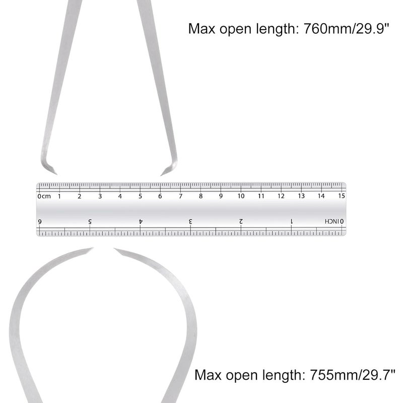 Kozelo Firm Joint Inside Outside Caliper Set - [16 Inch] Stainless Metal Firm Friction Joint Measurement Tool for Size Measuring Use, Silver Tone - Image 5